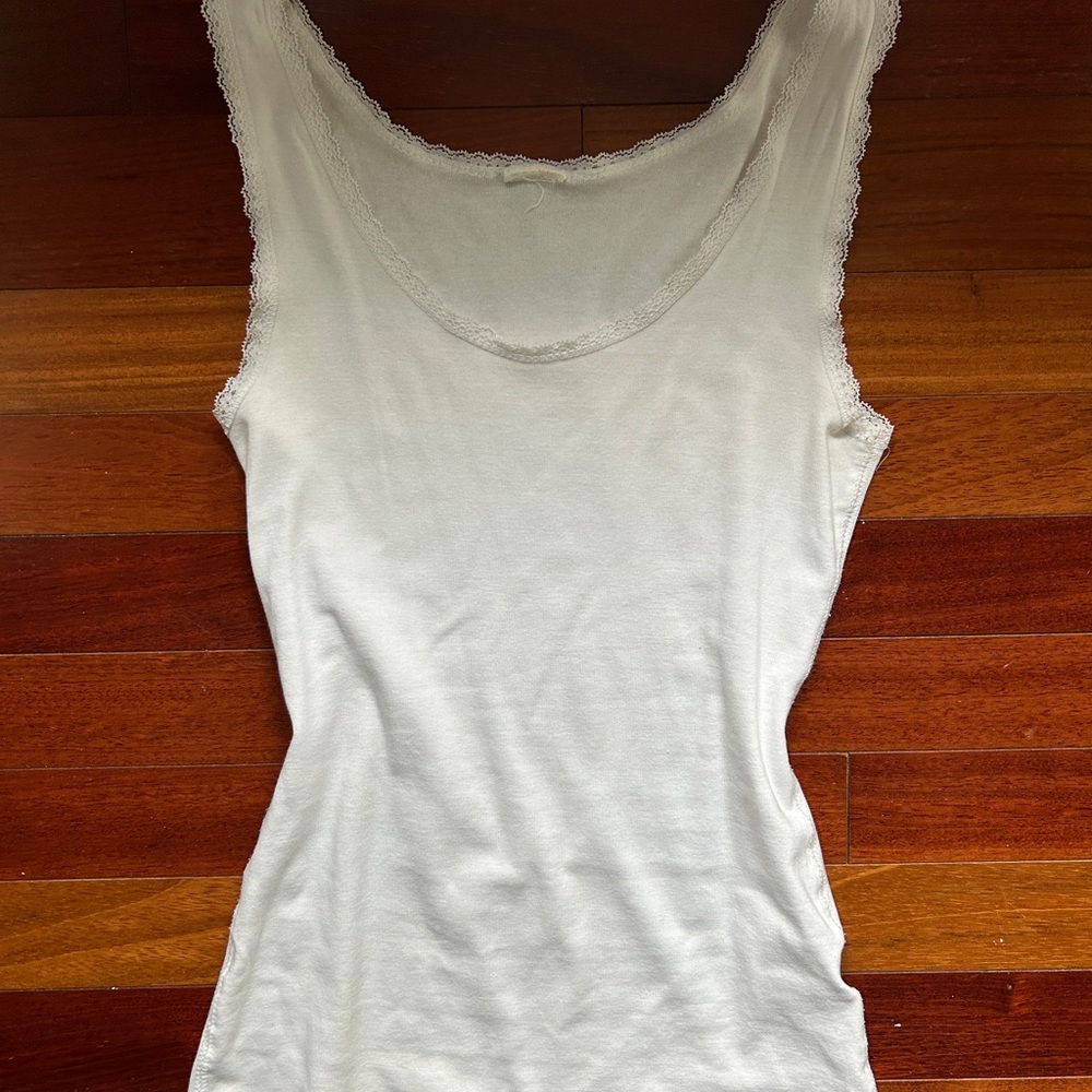 H&M White Lace Trim Tank Top
